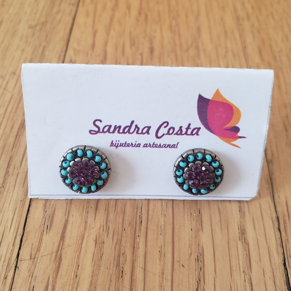 NWT Sanda Costa ladies beaded crystal earrings - Picture 1 of 6